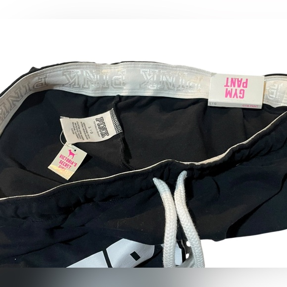 PINK Victoria's Secret Black Gym Pants with White Accents - Picture 3 of 5